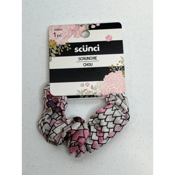 Scunci Hair Scrunchie Preppy Cottagecore Paisley Boho Pony Tail Holder Pink - Picture 1 of 3
